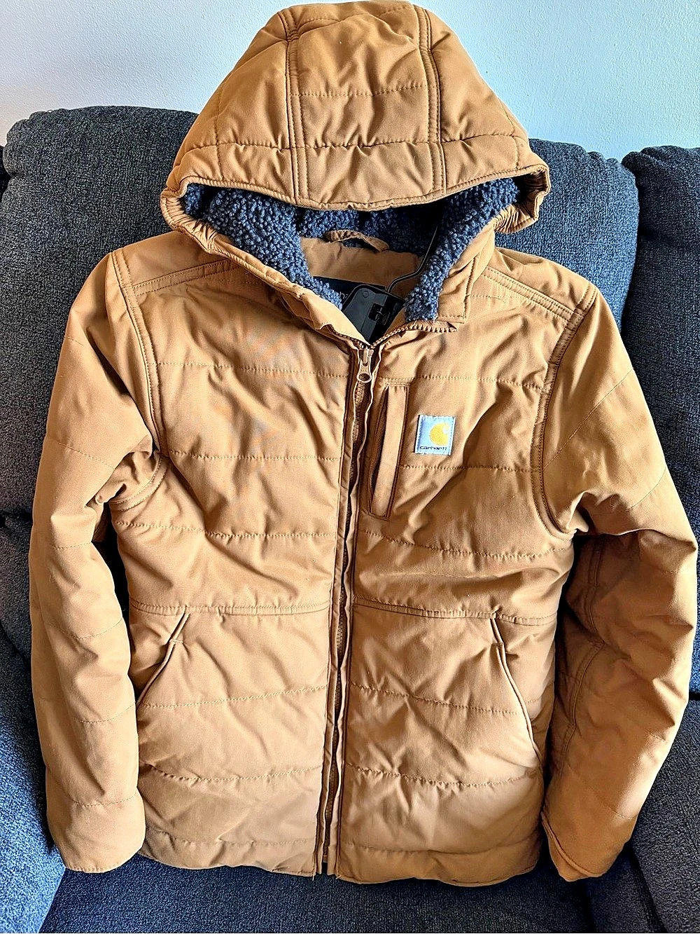 Carhartt Men's Brown Puffer Jacket Size Medium